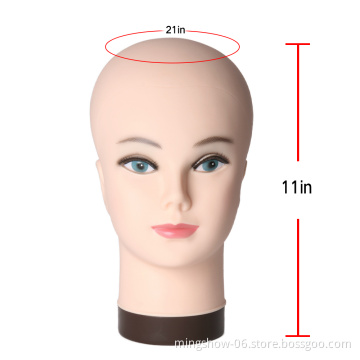Bald Female Cometology Mannequin Head Training Head For Wig Making Head Stand T-Pins Black Skin